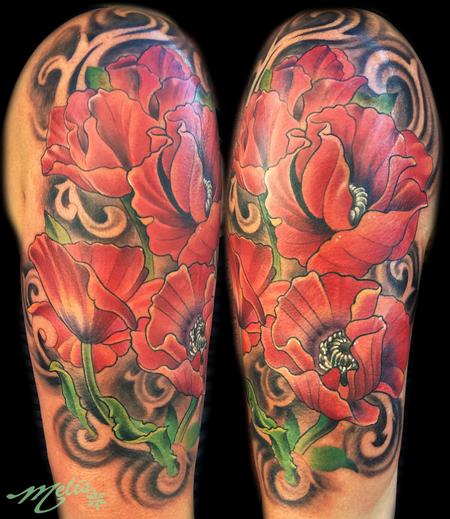 Tattoos - poppy half sleeve - 93897